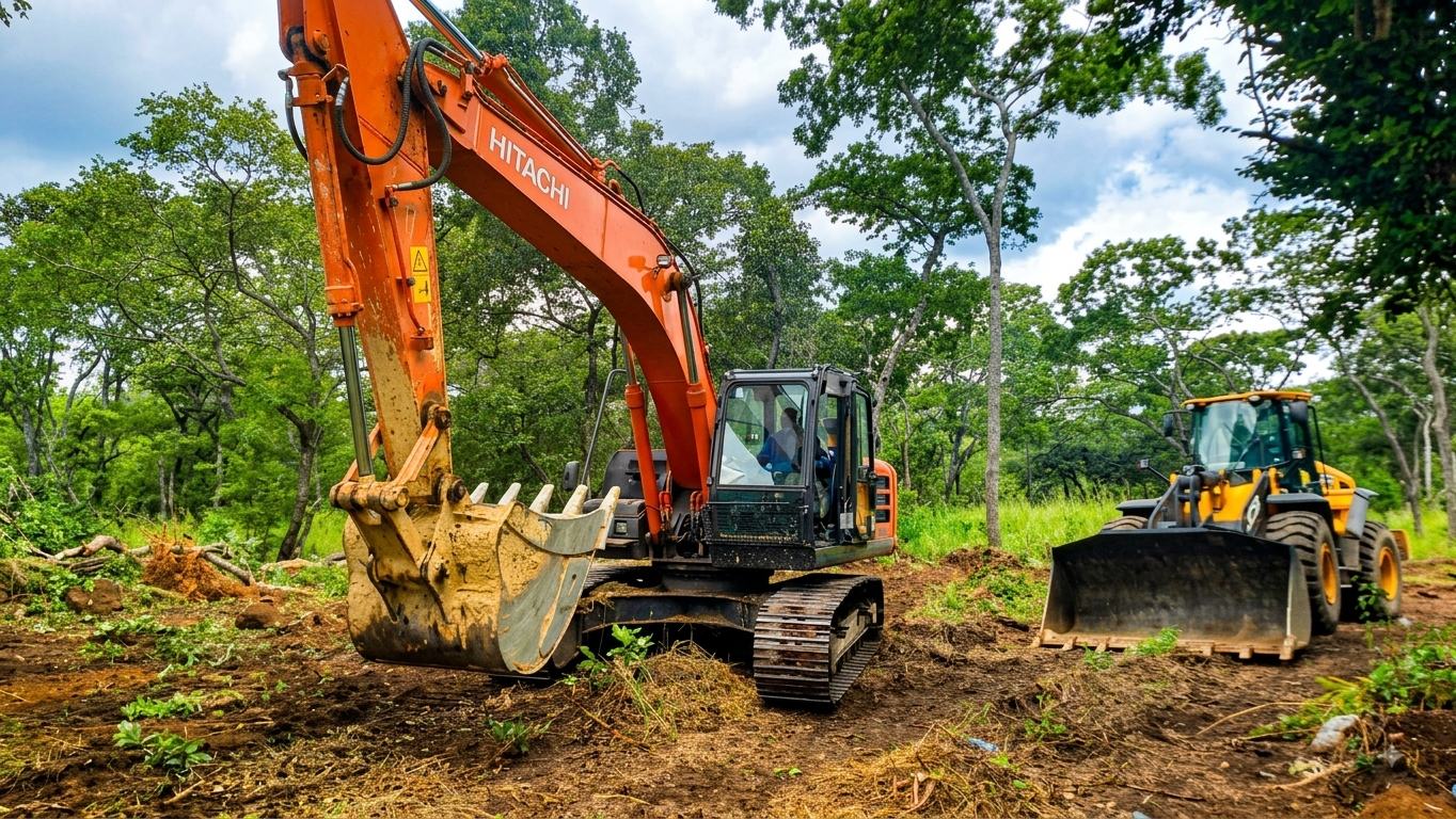 Chargeuse JCB et pelle Hitachi